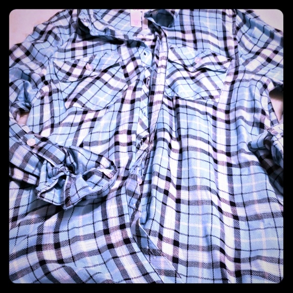 Justice plaid button down shirt - Picture 1 of 3